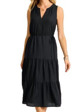 Tommy Bahama Coastal Tide Palm Shores Sundress With Pockets in Black Size Medium